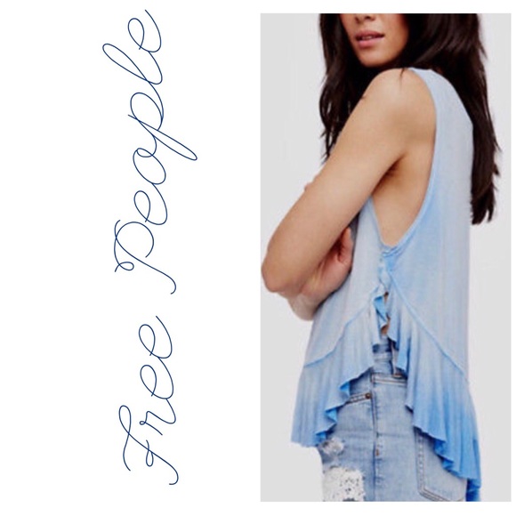 Free People Uptown Ruffle Tank Top In Blue Iris - Picture 1 of 4